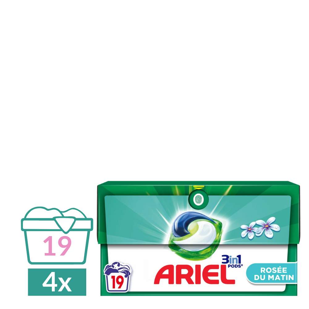 Ariel 3in1 Waspods Morning Dew - 4 x 19 waspods