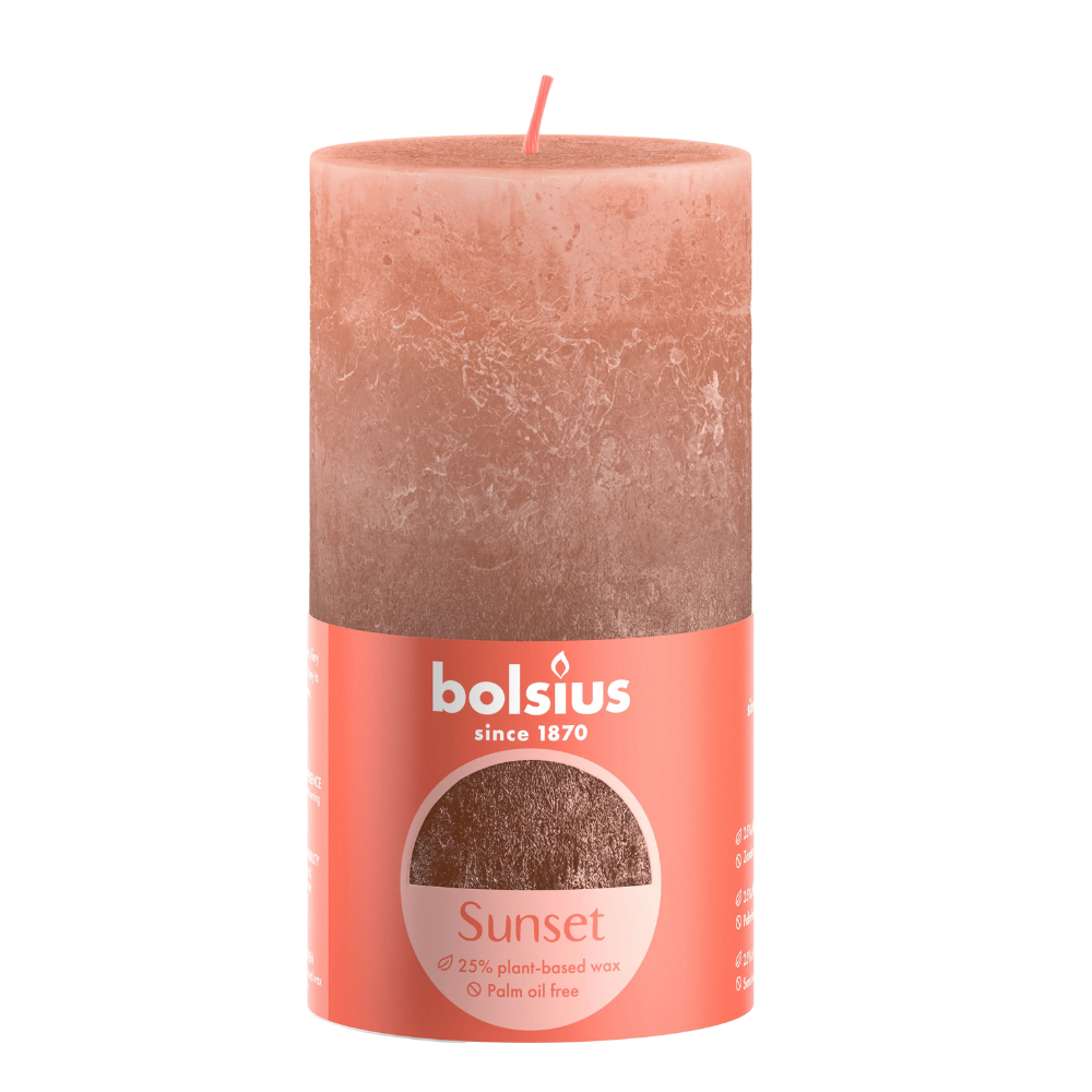 Bolsius Rustieke Stompkaars Sunset Roze - 6.8 cm x 13 cm