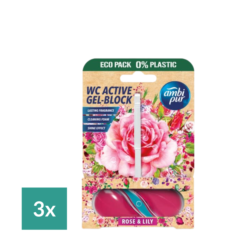 Ambi Pur Toiletblok Roos & Lelie - 3 x 45 g