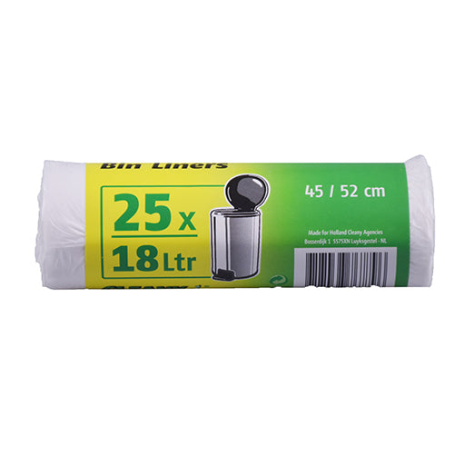 Cleany Pedaalemmerzakjes Wit - 18 l - 25/Rol