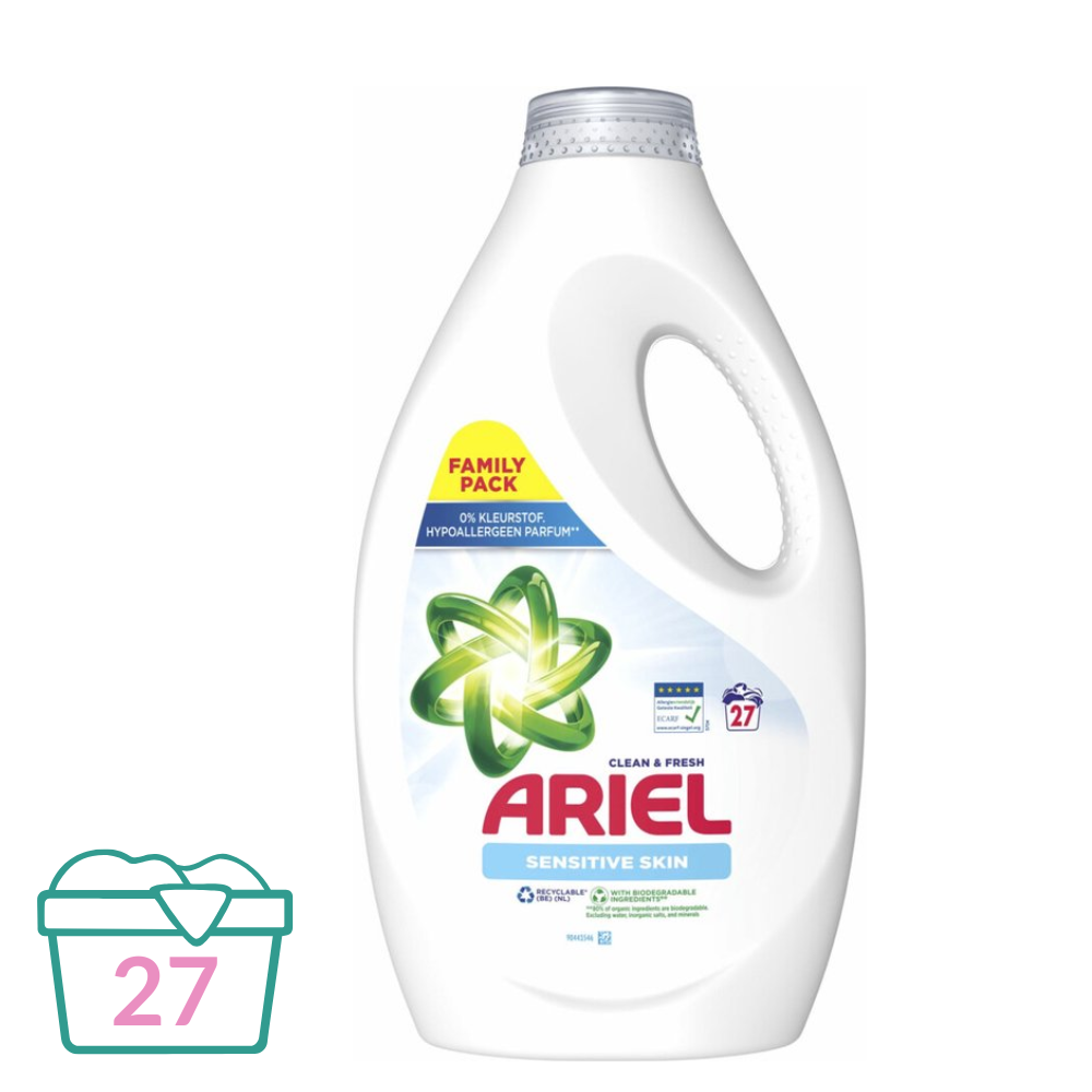 Ariel Vloeibaar Wasmiddel Sensitive Skin - 1.215 L (27 wasbeurten)