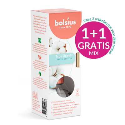 Bolsius Geurstokjes True Scents Fresh Cotton - 45 ml