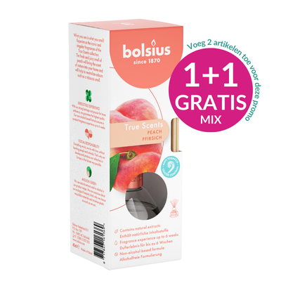 Bolsius Geurstokjes True Scents Perzik - 45 ml