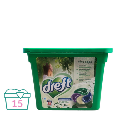 Dreft Ultimate Care 4in1 Caps Witte Bloem - 15 caps