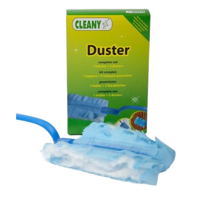 Duster Cleany Magic  - 5 Microvezel Stofwisdoekjes en 1 houder