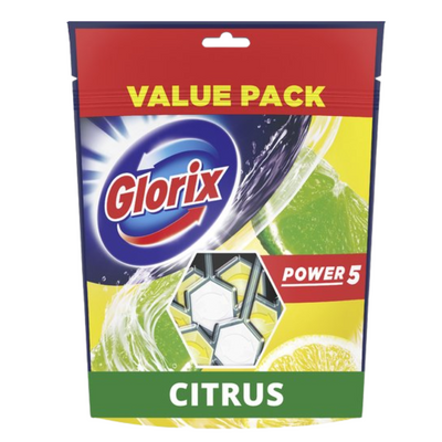 Glorix Power Clean Toiletblokjes Citrus - 5 stuks