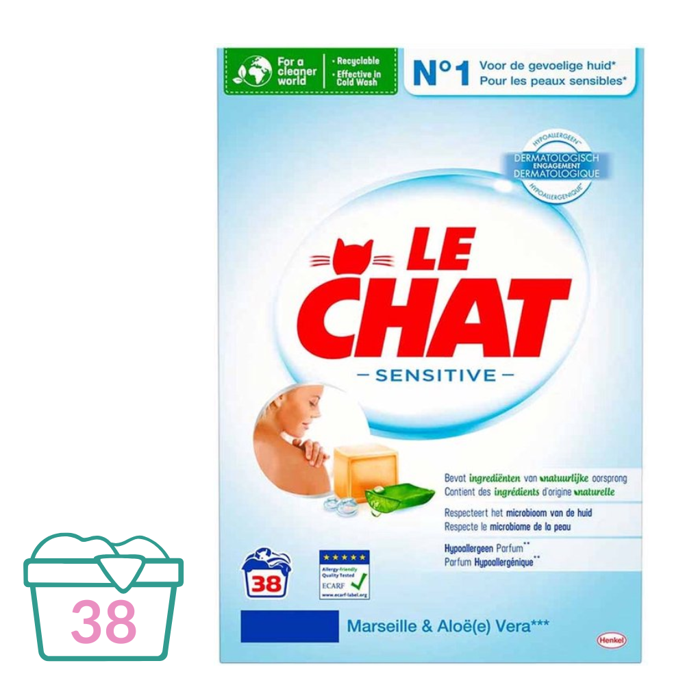 Le Chat Waspoeder Marseille & Aloe Vera - 2.28 kg (38 wasbeurten)