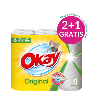 Okay Original Keukenrol Wit - 6 rollen