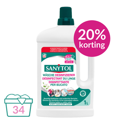 Sanytol Wastoevoeging - Verwijdert Slechte Geuren - Witte Bloemen - 1 L (22 wasbeurten)