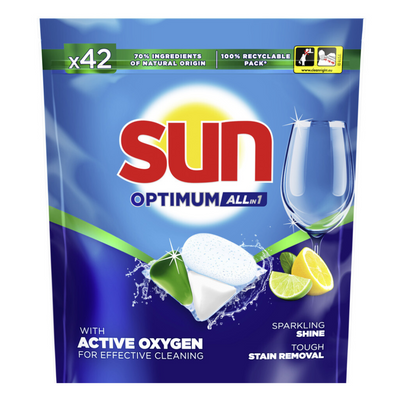 Sun Optimum All in 1 Vaatwastabletten Lemon & Lime - 42 tabs
