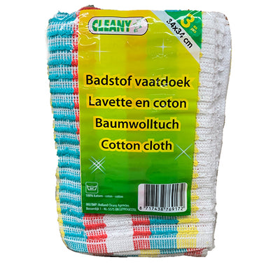 Cleany Badstof Vaatdoek - 34 x 34 cm - 3 stuks